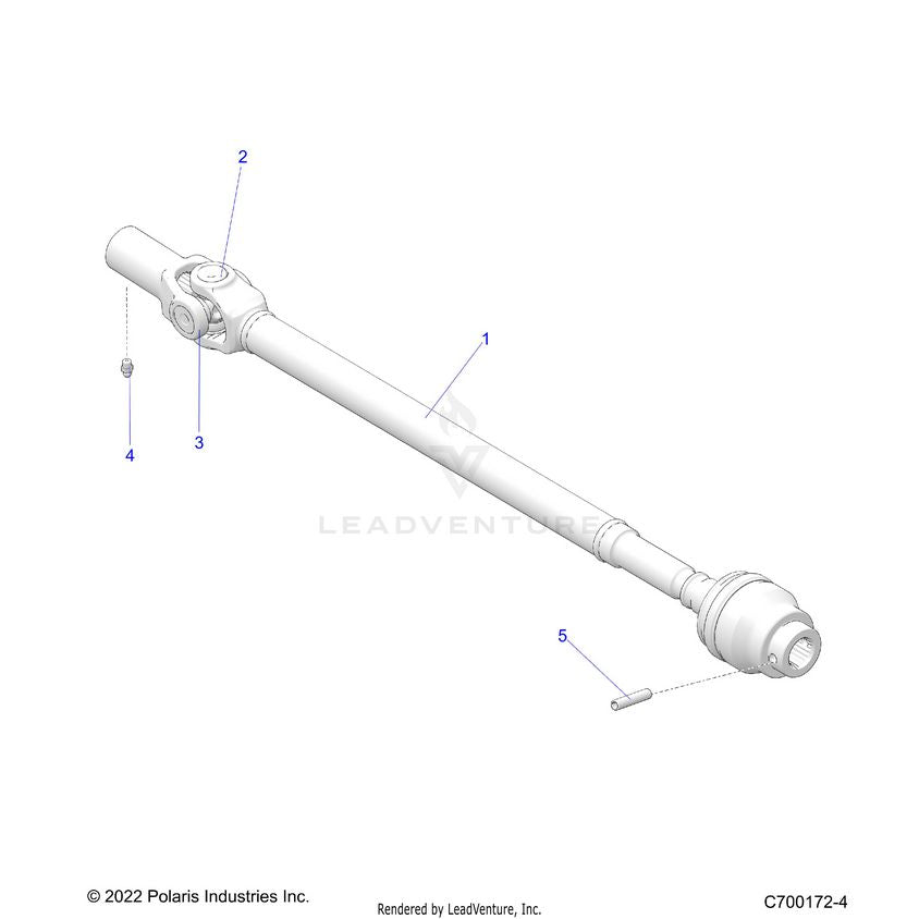 An Image of a Genuine Polaris Parts Schematic Diagram showing the schematic - DRIVE TRAIN: FRONT PROP SHAFT - 2019 POLARIS GENERAL 1000 4 EPS RIDE COMMAND