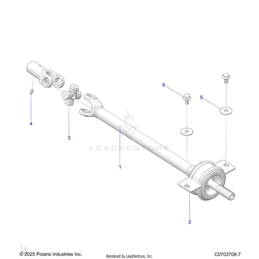An Image of a Genuine Polaris Parts Schematic Diagram showing the schematic - DRIVE TRAIN: MID PROP SHAFT - 2026 POLARIS GENERAL XP 4 1000 ULTIMATE