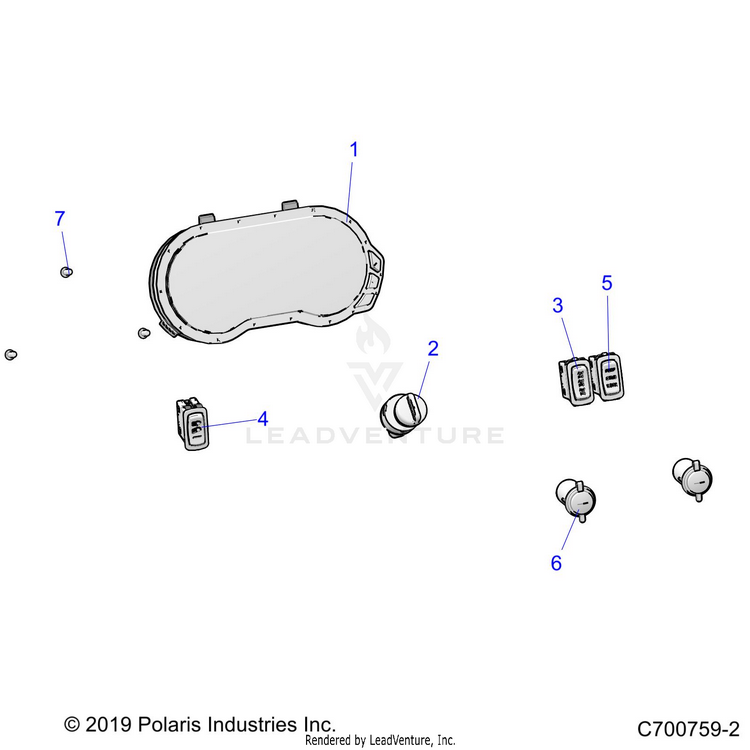 An Image of a Genuine Polaris Parts Schematic Diagram showing the schematic - ELECTRICAL: DASH INSTRUMENTS - 2020 POLARIS RANGER XP 1000 EPS