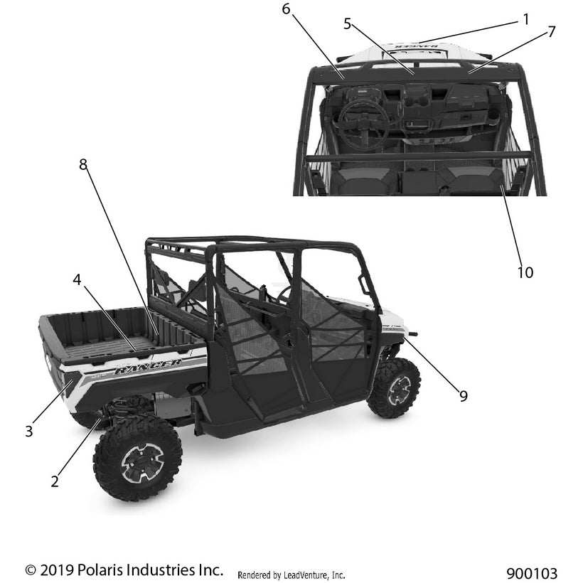 An Image of a Genuine Polaris Parts Schematic Diagram showing the schematic - BODY: DECALS COMMON - 2020 POLARIS RANGER CREW XP 1000 NORTHSTAR ULTIMATE AUDIO