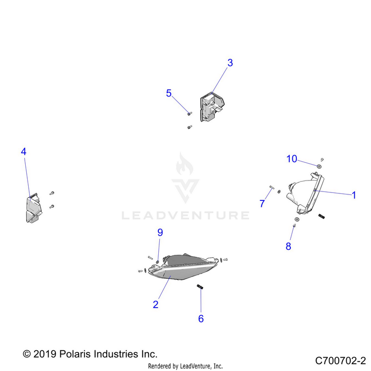 An Image of a Genuine Polaris Parts Schematic Diagram showing the schematic - ELECTRICAL: HEADLIGHTS & TAILLIGHTS - 2020 POLARIS RANGER CREW 1000 FULL SIZE EPS FO