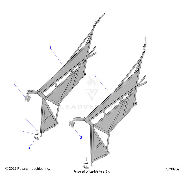 An Image of a Genuine Polaris Parts Schematic Diagram showing the schematic - BODY: SIDE NETS - 2025 POLARIS RANGER 570 FULL SIZE
