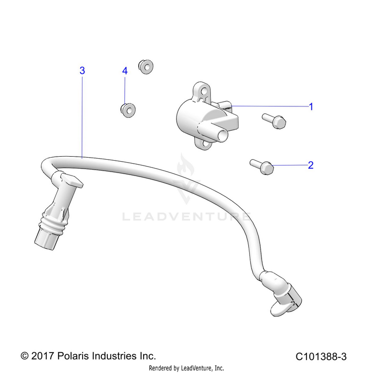 An Image of a Genuine Polaris Parts Schematic Diagram showing the schematic - ELECTRICAL: IGNITION - 2022 POLARIS RANGER 150 EFI