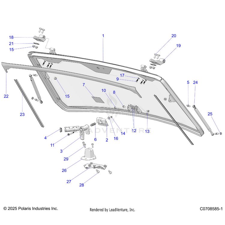 An Image of a Genuine Polaris Parts Schematic Diagram showing the schematic - BODY: FRONT WINDOW ASM. - 2026 POLARIS XPEDITION ADV 5 NORTHSTAR