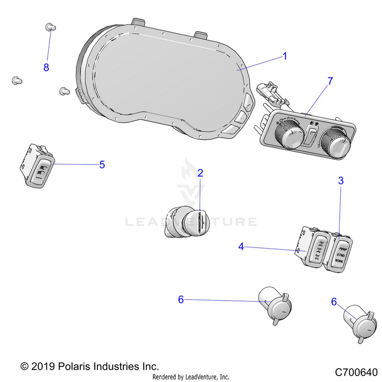An Image of a Genuine Polaris Parts Schematic Diagram showing the schematic - ELECTRICAL: DASH INSTRUMENTS - 2020 POLARIS RANGER XP 1000 PREMIUM NORTHSTAR