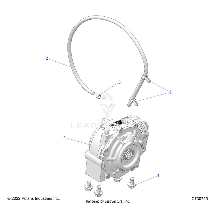 An Image of a Genuine Polaris Parts Schematic Diagram showing the schematic - DRIVE TRAIN: FRONT GEARCASE MOUNTING - 2023 POLARIS RANGER 570 CREW FULL SIZE