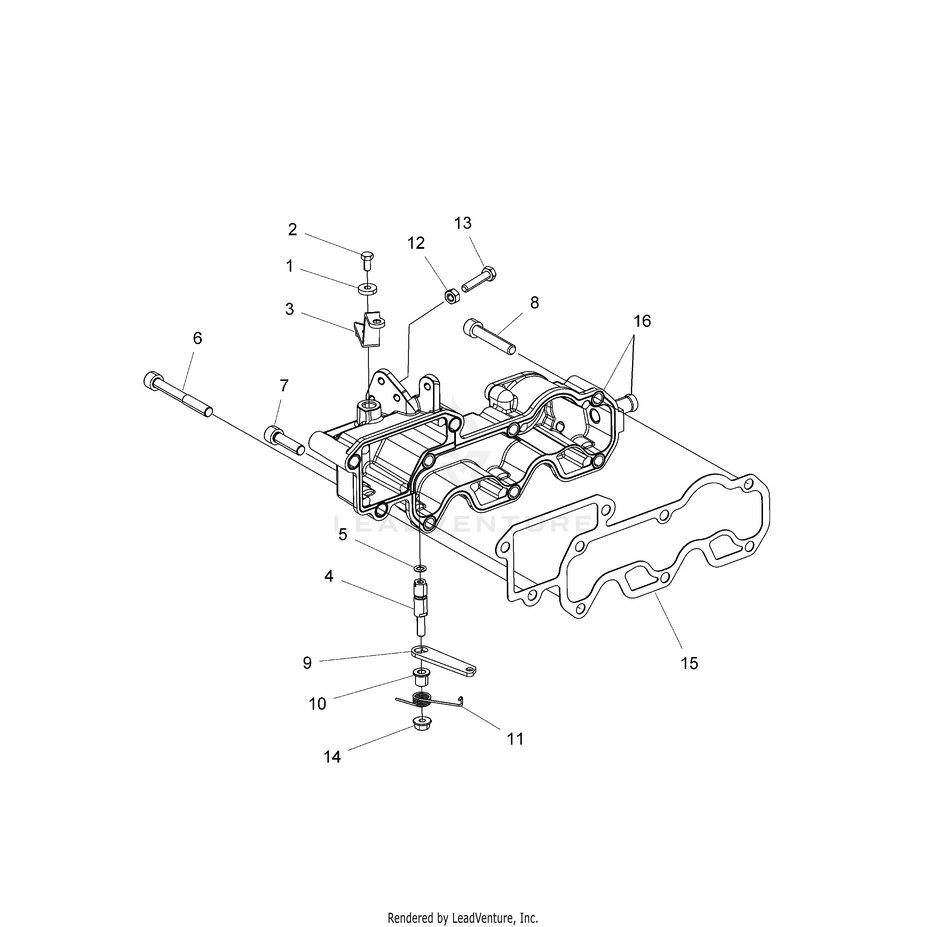 An Image of a Genuine Polaris Parts Schematic Diagram showing the schematic - ENGINE: INLET MANIFOLD & THROTTLE CONTROL - 2015 POLARIS RANGER HST