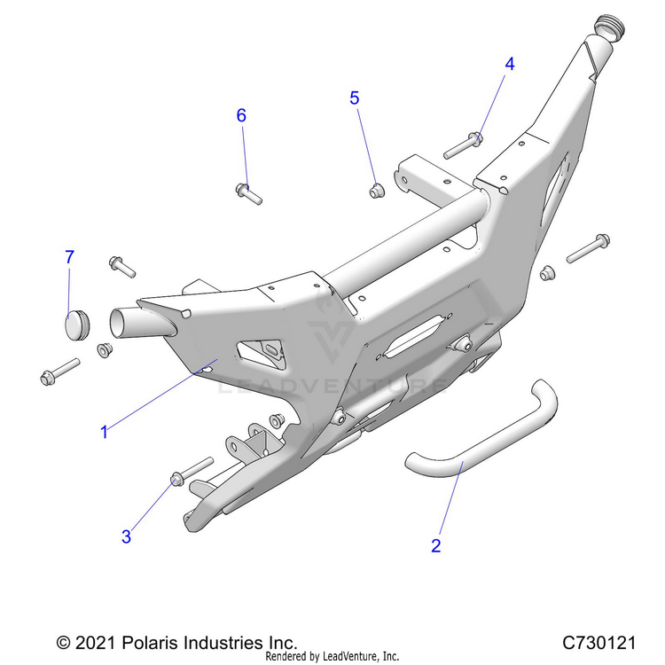 An Image of a Genuine Polaris Parts Schematic Diagram showing the schematic - BODY: BUMPER - 2022 POLARIS RANGER 570