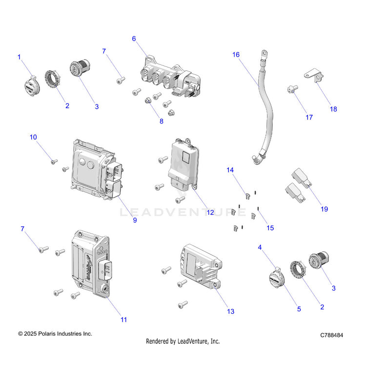 An Image of a Genuine Polaris Parts Schematic Diagram showing the schematic - ELECTRICAL: WIRE HARNESS COMPONENTS - 2026 POLARIS RANGER XD 1500 NORTHSTAR ULTIMATE