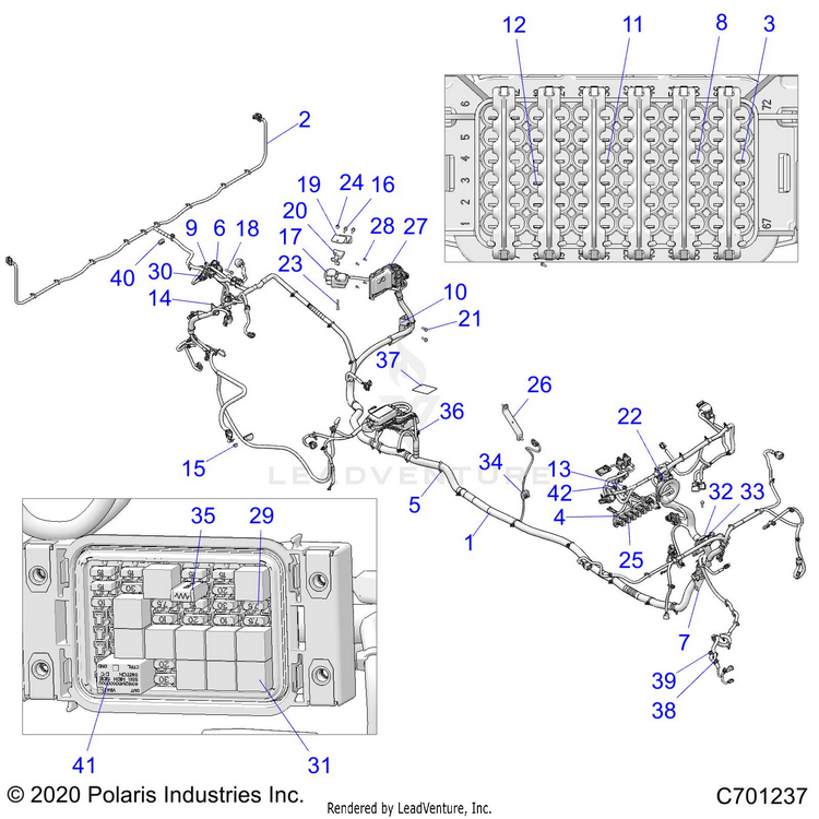 An Image of a Genuine Polaris Parts Schematic Diagram showing the schematic - ELECTRICAL: WIRE HARNESS - 2021 POLARIS RANGER CREW XP 1000 NORTHSTAR