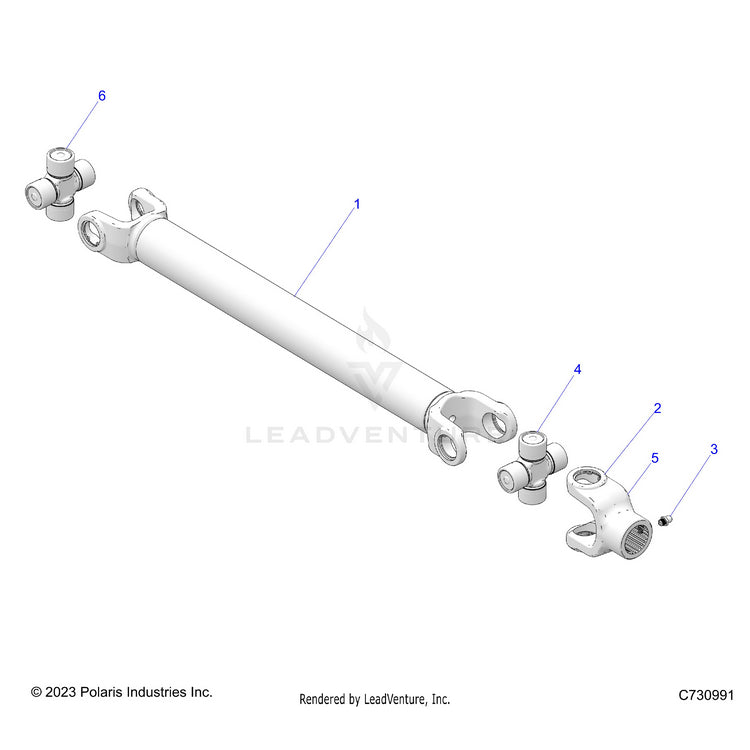 An Image of a Genuine Polaris Parts Schematic Diagram showing the schematic - DRIVE TRAIN: REAR PROP SHAFT - 2026 POLARIS RANGER XD 1500 NORTHSTAR CREW