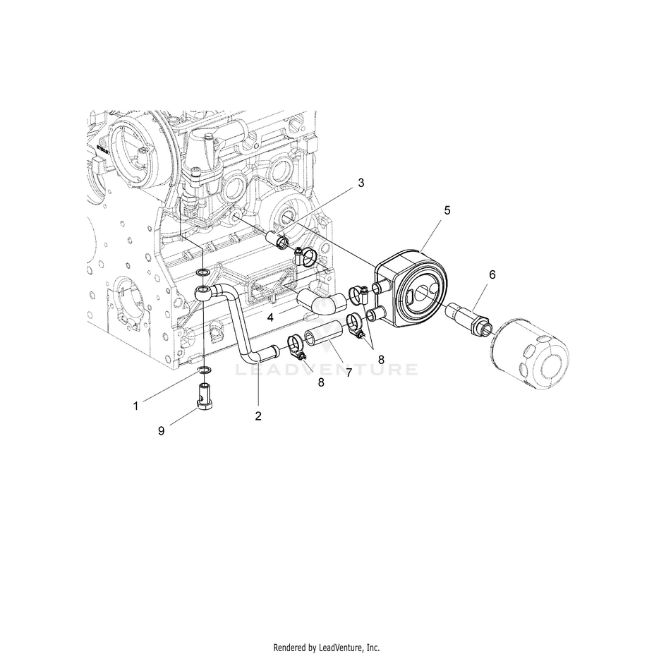 An Image of a Genuine Polaris Parts Schematic Diagram showing the schematic - ENGINE: OIL COOLING SYSTEM - 2017 POLARIS RANGER HST