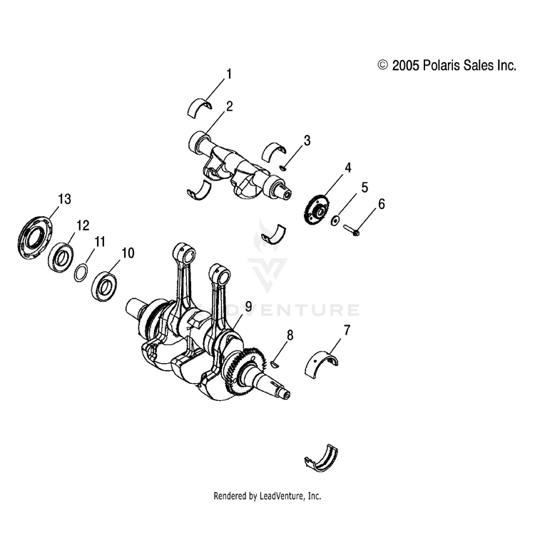 An Image of a Genuine Polaris Parts Schematic Diagram showing the schematic - ENGINE: CRANKSHAFT - 2016 POLARIS RANGER 800 6X6