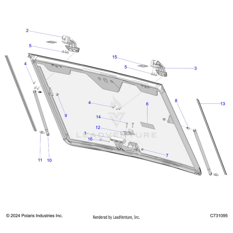 An Image of a Genuine Polaris Parts Schematic Diagram showing the schematic - BODY: WINDSHIELD - 2026 POLARIS RANGER XD 1500 NORTHSTAR ULTIMATE