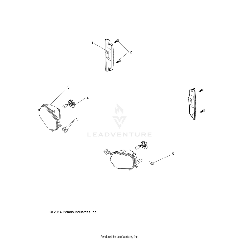 An Image of a Genuine Polaris Parts Schematic Diagram showing the schematic - ELECTRICAL: HEADLIGHTS TAILLIGHTS & BULBS - 2017 POLARIS RANGER 570 EPS HDPE