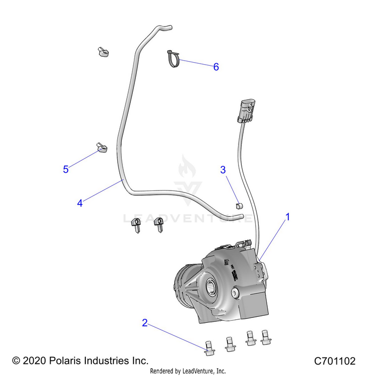 An Image of a Genuine Polaris Parts Schematic Diagram showing the schematic - DRIVE TRAIN: FRONT GEARCASE MOUNTING - 2021 POLARIS RANGER CREW 570