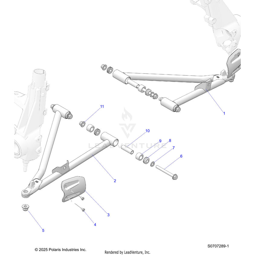 An Image of a Genuine Polaris Parts Schematic Diagram showing the schematic - SUSPENSION: FRONT A-ARMS - 2026 POLARIS RANGER 570