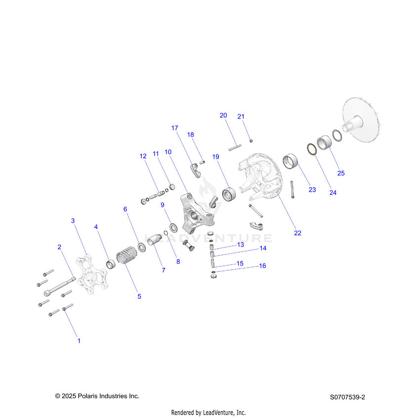 An Image of a Genuine Polaris Parts Schematic Diagram showing the schematic - DRIVE TRAIN: PRIMARY CLUTCH - 2026 POLARIS RANGER 570