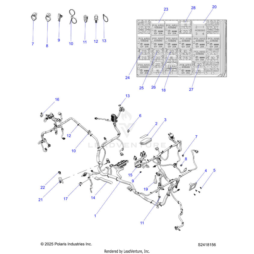 An Image of a Genuine Polaris Parts Schematic Diagram showing the schematic - ELECTRICAL: HARNESS CHASSIS - 2026 POLARIS RANGER 1000 XP NORTHSTAR ULTIMATE TRAIL BOSS