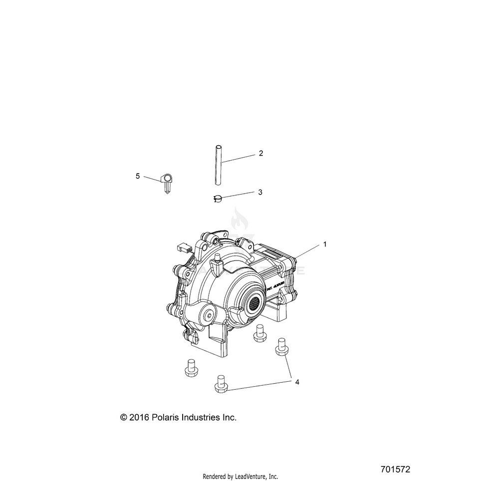 An Image of a Genuine Polaris Parts Schematic Diagram showing the schematic - DRIVE TRAIN: FRONT GEARCASE MOUNTING - 2019 POLARIS RANGER EV