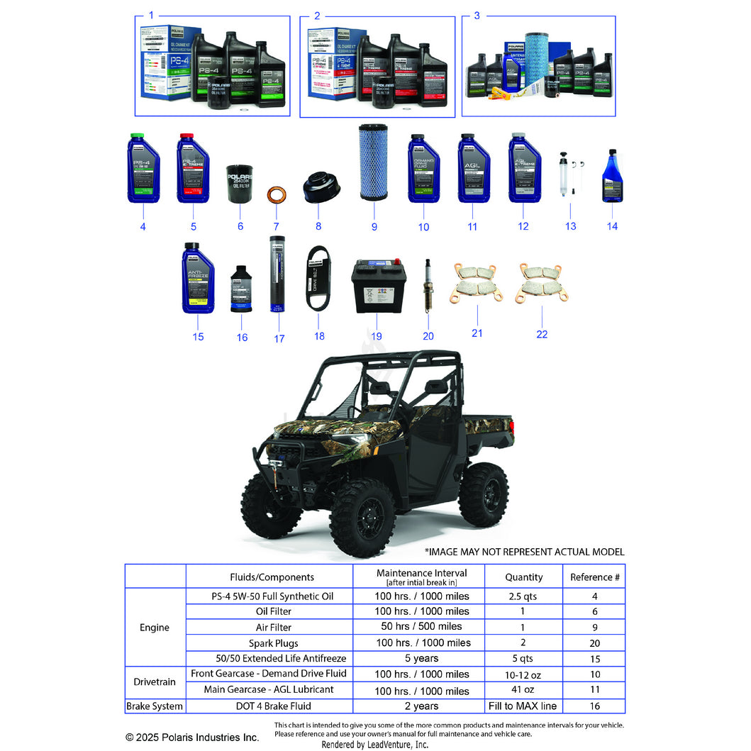 An Image of a Genuine Polaris Parts Schematic Diagram showing the schematic - *SERVICE & MAINTENANCE - 2022 POLARIS RANGER XP 1000 BIG GAME EVAP