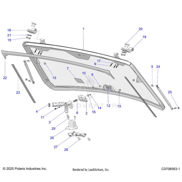 An Image of a Genuine Polaris Parts Schematic Diagram showing the schematic - BODY: FRONT WINDOW ASM. - 2026 POLARIS XPEDITION ADV NORTHSTAR