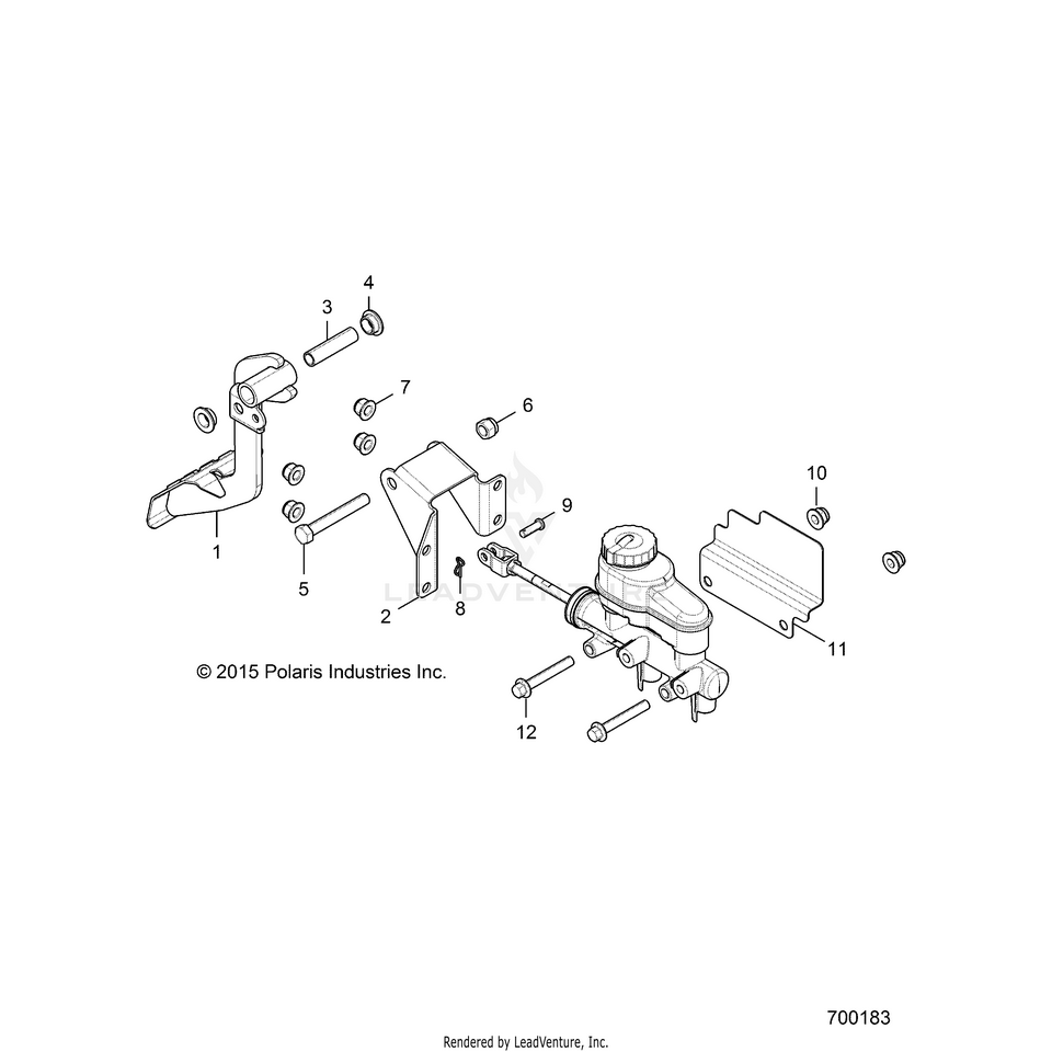 An Image of a Genuine Polaris Parts Schematic Diagram showing the schematic - BRAKES: PEDAL & MASTER CYLINDER - 2016 POLARIS RANGER ETX