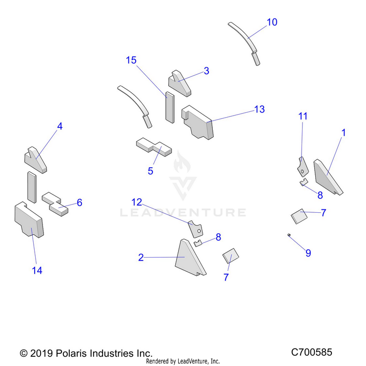 An Image of a Genuine Polaris Parts Schematic Diagram showing the schematic - BODY: SEALING FOAM - 2020 POLARIS RANGER 1000 FULL SIZE EPS FO