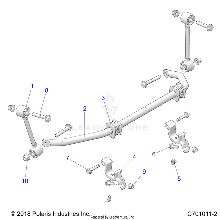 An Image of a Genuine Polaris Parts Schematic Diagram showing the schematic - SUSPENSION: FRONT STABILIZER BAR - 2021 POLARIS GENERAL 1000 DELUXE EPS