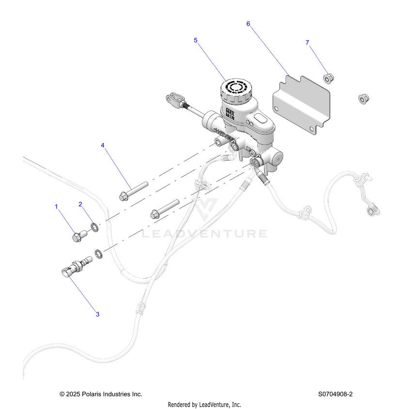 An Image of a Genuine Polaris Parts Schematic Diagram showing the schematic - BRAKES: MASTER CYLINDER - 2026 POLARIS RANGER 570 EPS