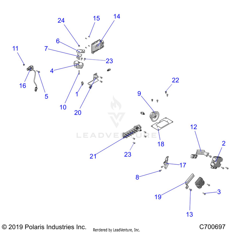 An Image of a Genuine Polaris Parts Schematic Diagram showing the schematic - ELECTRICAL: WIRE HARNESS COMPONENTS - 2020 POLARIS RANGER XP 1000 BACK COUNTRY FACTORY CHOICE