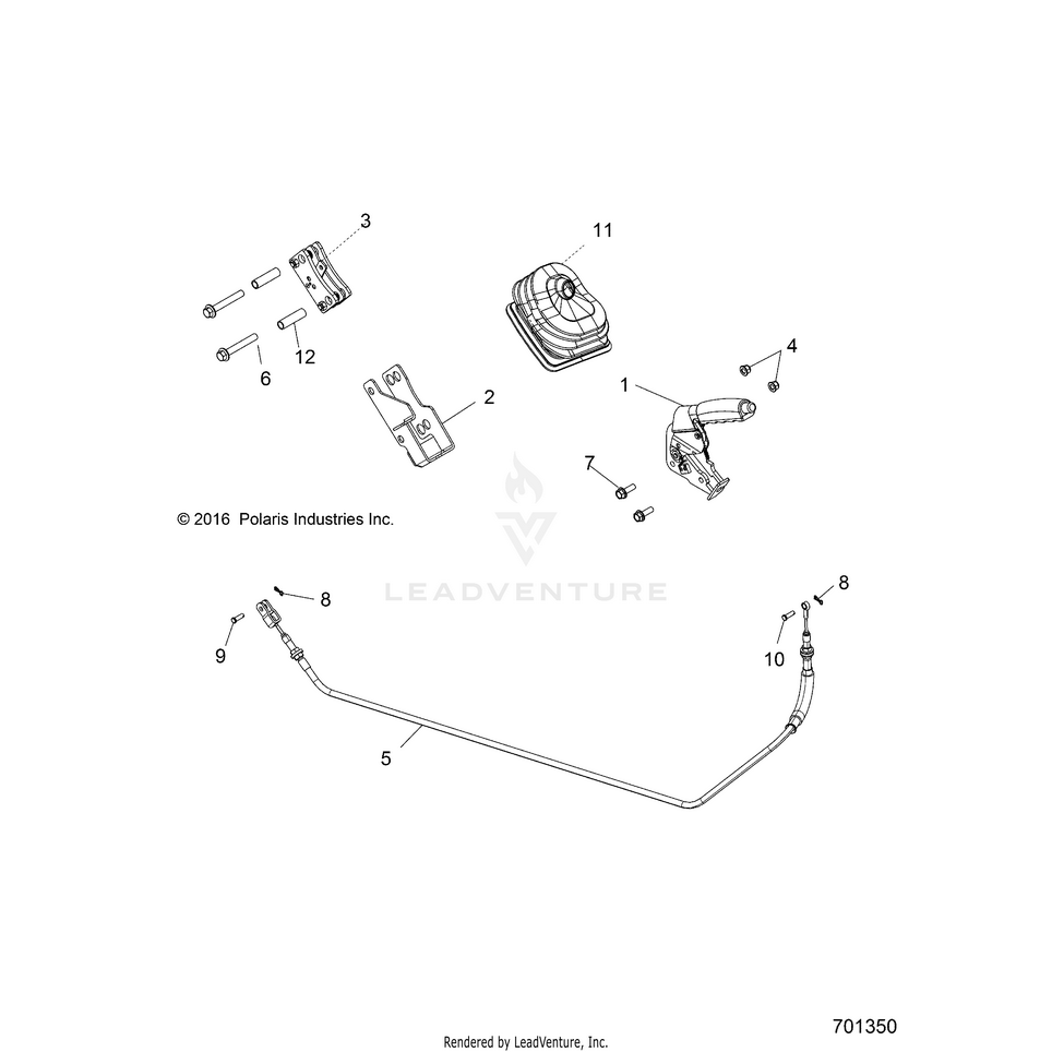 An Image of a Genuine Polaris Parts Schematic Diagram showing the schematic - BRAKES: PARK BRAKE - 2017 POLARIS RANGER 570 EPS HDPE
