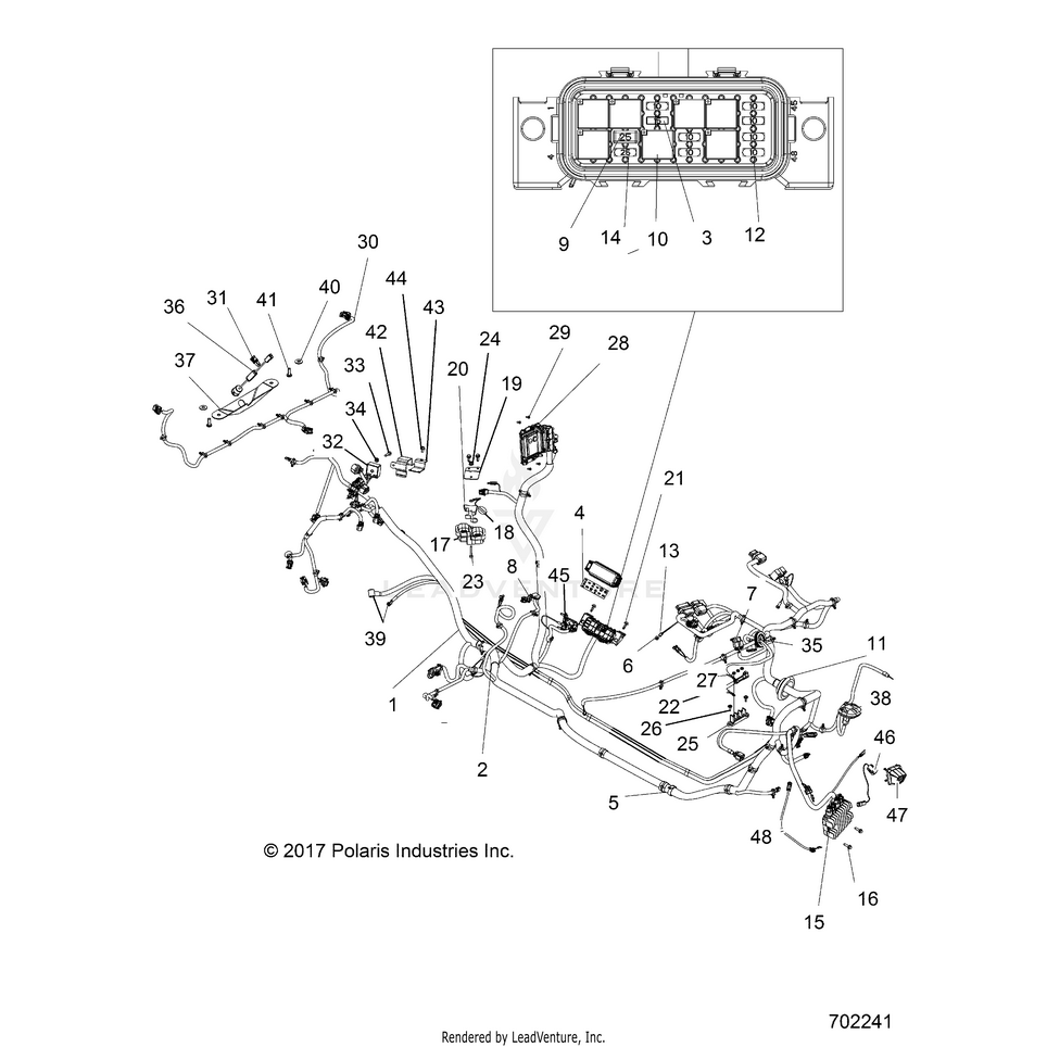 An Image of a Genuine Polaris Parts Schematic Diagram showing the schematic - ELECTRICAL: WIRE HARNESS (2) - 2018 POLARIS GENERAL 1000 4 EPS