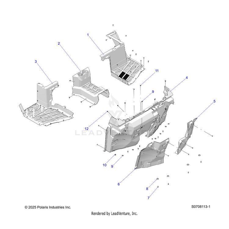 An Image of a Genuine Polaris Parts Schematic Diagram showing the schematic - BODY: FLOOR - 2026 POLARIS RANGER 1000 XP NORTHSTAR ULTIMATE TRAIL BOSS