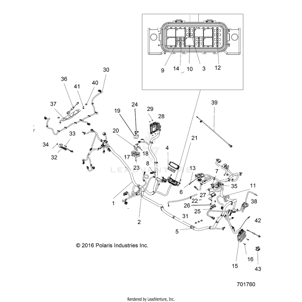 An Image of a Genuine Polaris Parts Schematic Diagram showing the schematic - ELECTRICAL: WIRE HARNESS (2) - 2017 POLARIS GENERAL 1000 EPS