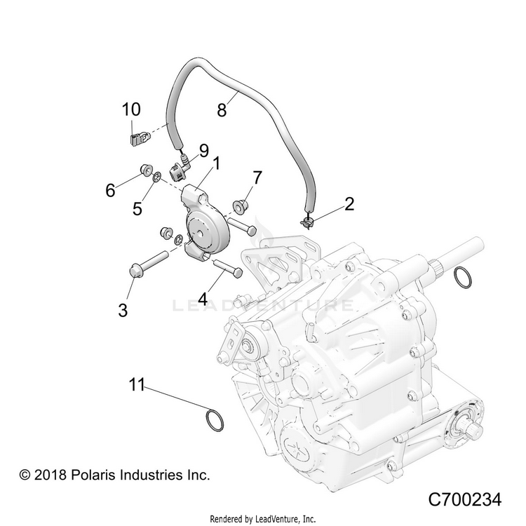 An Image of a Genuine Polaris Parts Schematic Diagram showing the schematic - DRIVE TRAIN: MAIN GEARCASE MOUNTING - 2020 POLARIS RANGER CREW 1000 EPS FULL SIZE