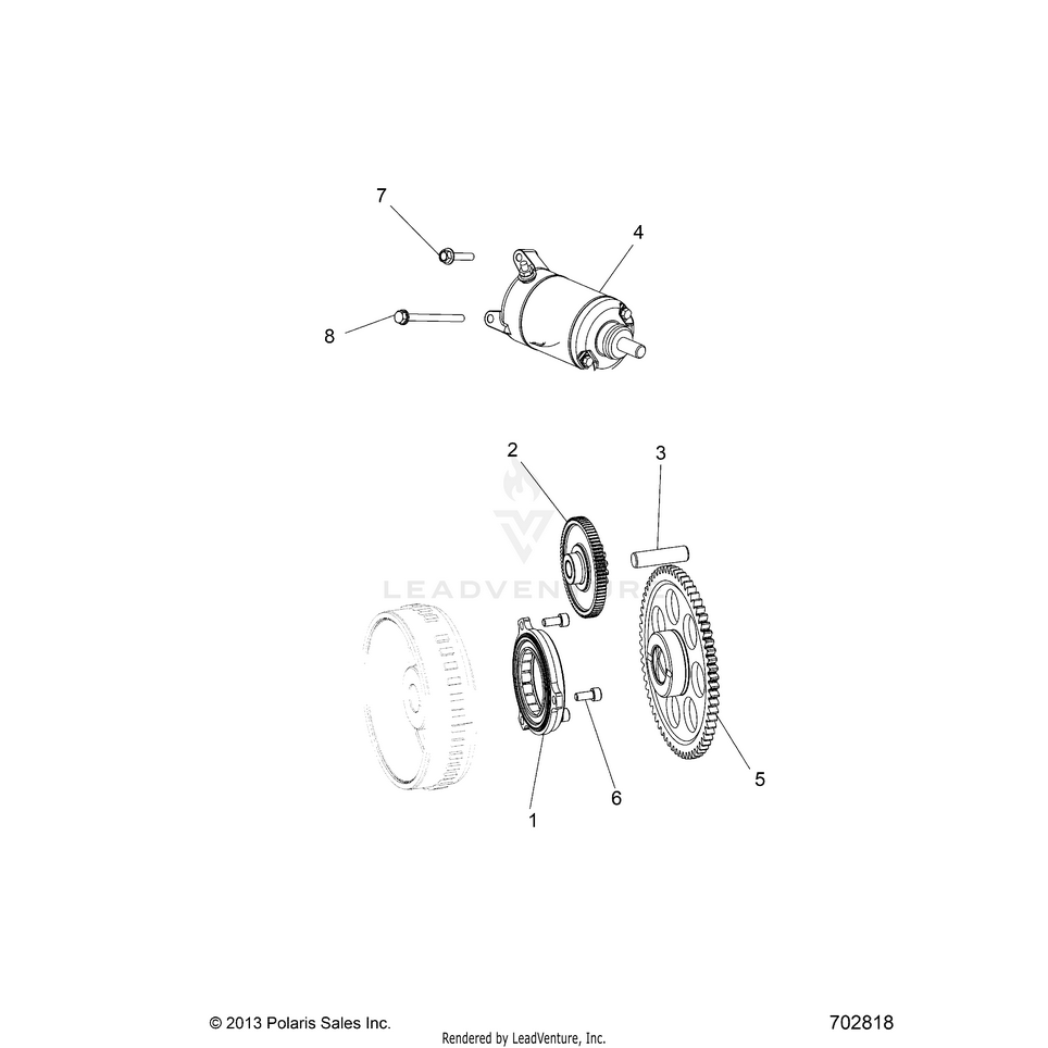 An Image of a Genuine Polaris Parts Schematic Diagram showing the schematic - ENGINE: STARTER DRIVE - 2022 POLARIS RANGER CREW 570 FULL SIZE