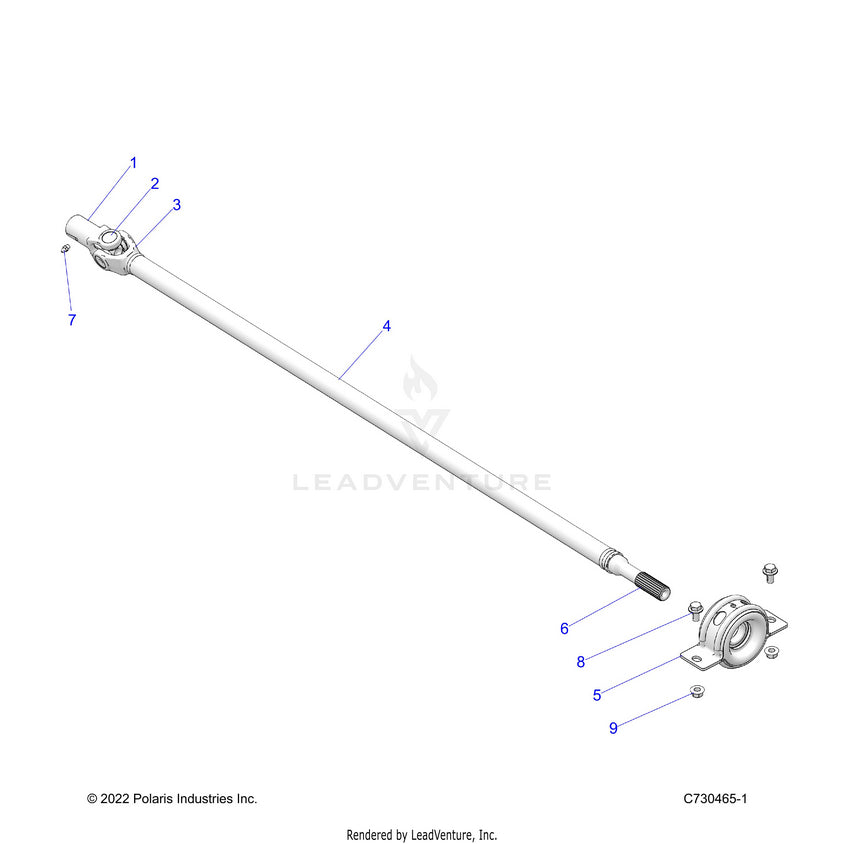 An Image of a Genuine Polaris Parts Schematic Diagram showing the schematic - DRIVE TRAIN: REAR PROP SHAFT - 2023 POLARIS RANGER 570 CREW