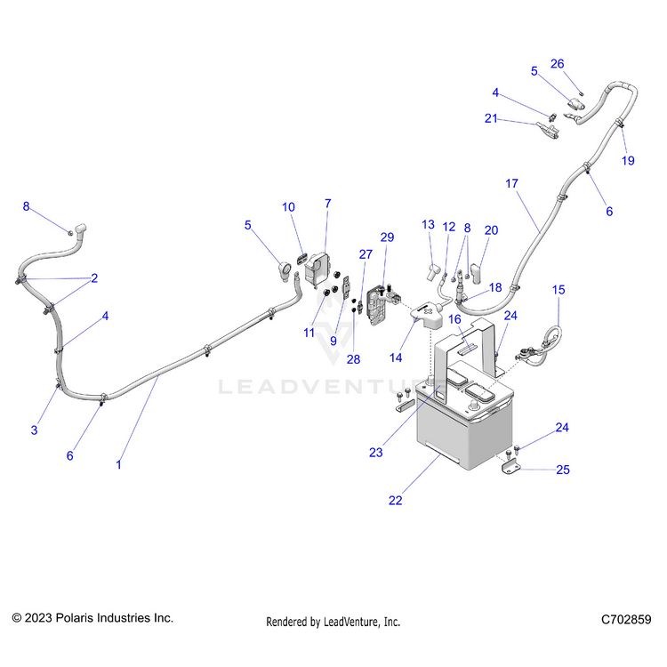 An Image of a Genuine Polaris Parts Schematic Diagram showing the schematic - ELECTRICAL: BATTERY/CABLES - 2024 POLARIS XPEDITION XP ULTIMATE
