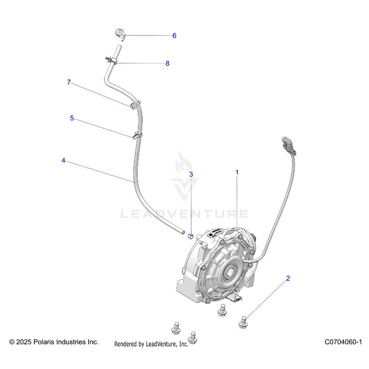An Image of a Genuine Polaris Parts Schematic Diagram showing the schematic - DRIVE TRAIN: FRONT GEARCASE MOUNTING - 2025 POLARIS GENERAL 4 1000 SPORT
