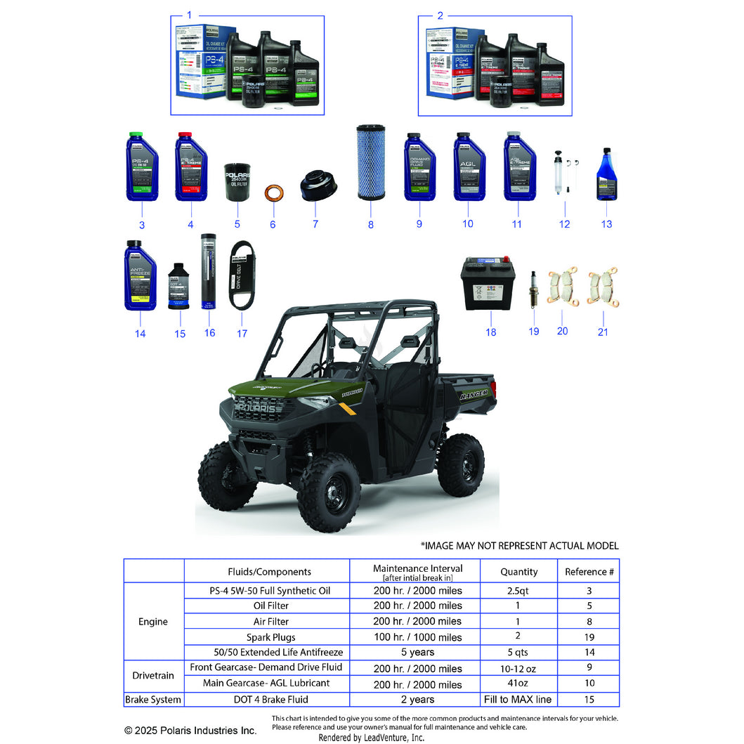 An Image of a Genuine Polaris Parts Schematic Diagram showing the schematic - *SERVICE & MAINTENANCE - 2023 POLARIS RANGER 1000 EPS