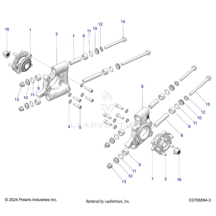 An Image of a Genuine Polaris Parts Schematic Diagram showing the schematic - SUSPENSION: REAR CARRIER - 2025 POLARIS XPEDITION XP5 NORTHSTAR