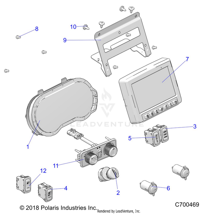 An Image of a Genuine Polaris Parts Schematic Diagram showing the schematic - ELECTRICAL: DASH INSTRUMENTS - 2019 POLARIS RANGER XP 1000 NORTHSTAR FACTORY CHOICE