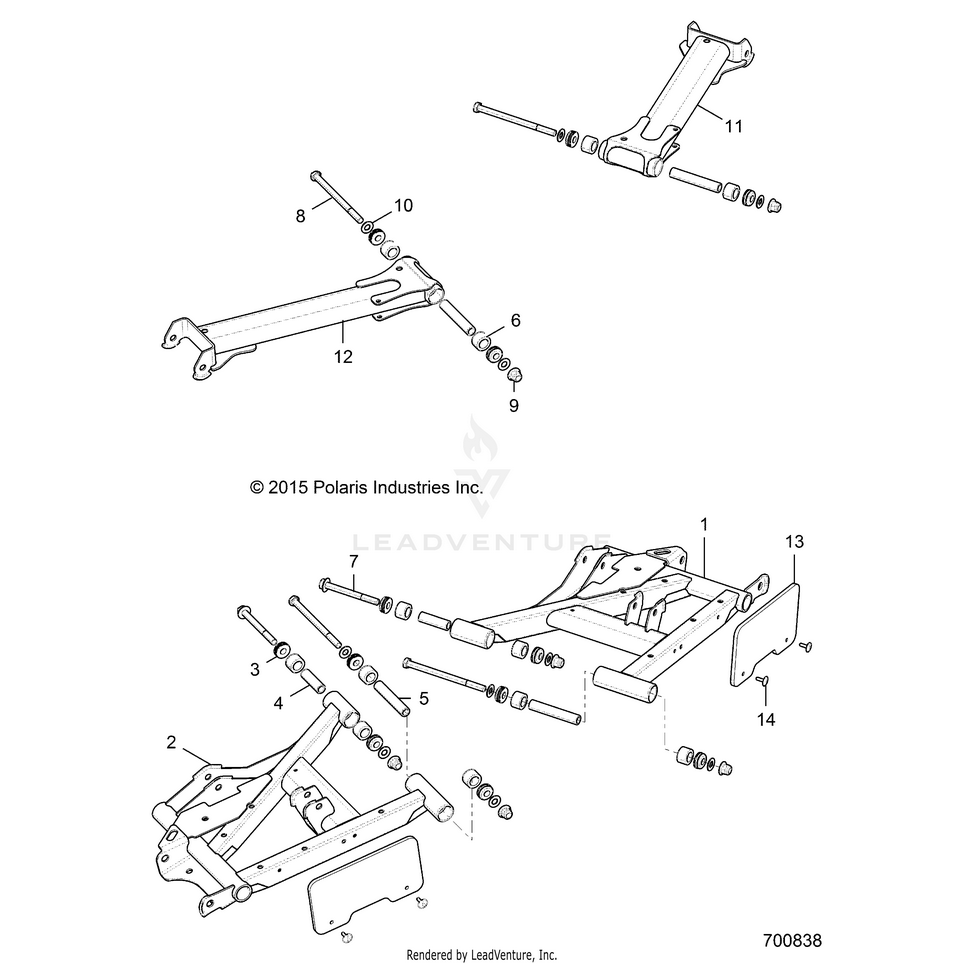 An Image of a Genuine Polaris Parts Schematic Diagram showing the schematic - SUSPENSION: REAR CONTROL ARMS - 2020 POLARIS GENERAL 1000 DELUXE RIDE COMMAND