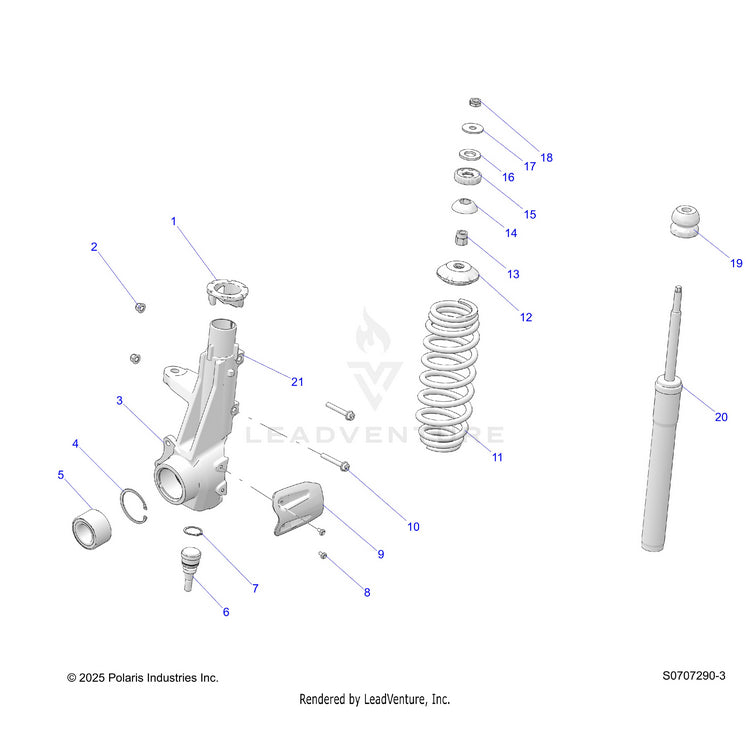 An Image of a Genuine Polaris Parts Schematic Diagram showing the schematic - SUSPENSION: FRONT STRUT - 2026 POLARIS RANGER 570 CREW EPS