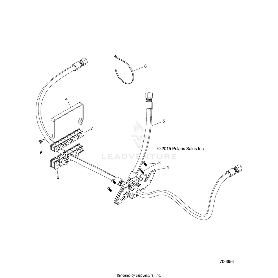 An Image of a Genuine Polaris Parts Schematic Diagram showing the schematic - STEERING: HYDRAULICS - 2016 POLARIS RANGER HST