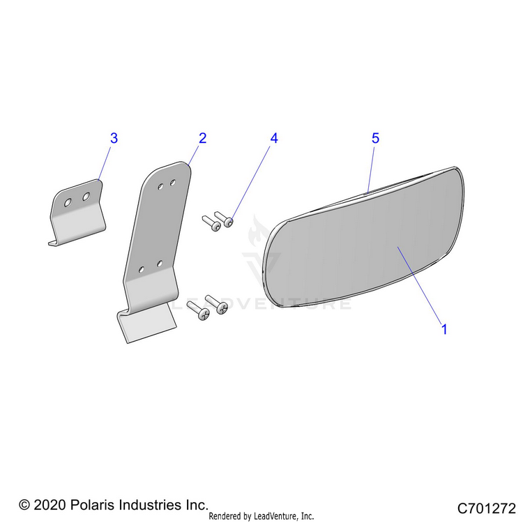 An Image of a Genuine Polaris Parts Schematic Diagram showing the schematic - BODY: MIRROR - 2022 POLARIS RANGER CREW XP 1000 WATERFOWL EVAP
