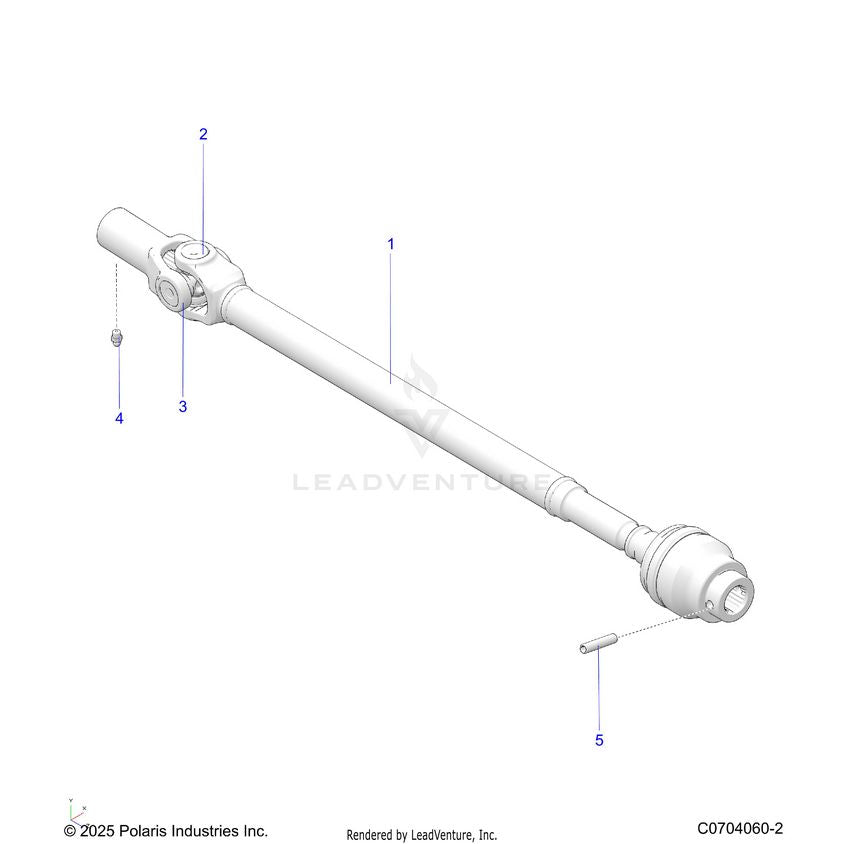 An Image of a Genuine Polaris Parts Schematic Diagram showing the schematic - DRIVE TRAIN: FRONT PROP SHAFT - 2025 POLARIS GENERAL 4 1000 SPORT