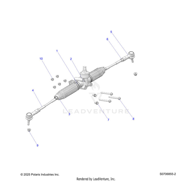 An Image of a Genuine Polaris Parts Schematic Diagram showing the schematic - STEERING: GEARBOX - 2026 POLARIS RANGER 570 CREW NORTHSTAR