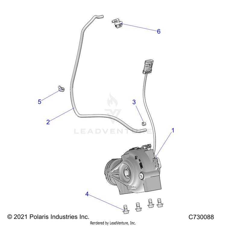 An Image of a Genuine Polaris Parts Schematic Diagram showing the schematic - DRIVE TRAIN: FRONT GEARCASE MOUNTING - 2022 POLARIS RANGER 570